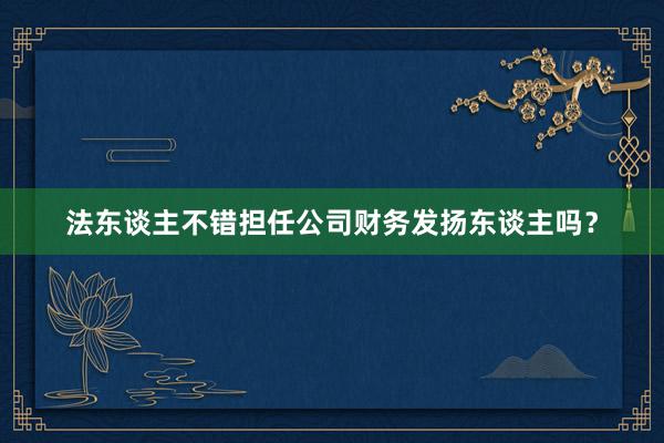 法东谈主不错担任公司财务发扬东谈主吗？