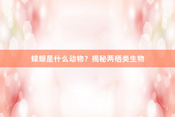 蝾螈是什么动物？揭秘两栖类生物